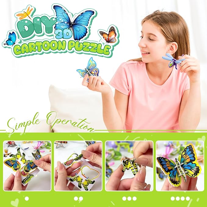 3D Puzzles for Kids,100 Pcs 3D Cartoon Puzzles,Educational 3D Cartoon Puzzle,3D Puzzle for Kids Ages 4-10,Educational Montessori Toys,Kid Birthday Children's Day Gift