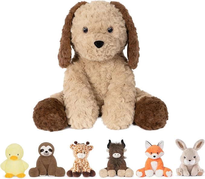 Niuniu Daddy 14" | 3.5 Pound Dog Weighted Stuffed Animals for Kids & Adults, Large Puppy Weighted Plushies Pillow for Sleeping Calming, Cute Sitting Plush Toy Huggable Gift for Everyday Comfort