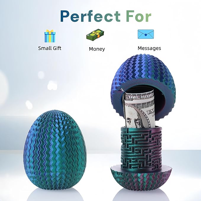 Maze Egg Money Puzzle Box for Kids & Adults, 4 Logic Challenge Brain Teaser Sensory Toy, Hidden Compartment Cash Gift Holder, Birthday Graduation Gifts for Teens, Road Trip Travel Game