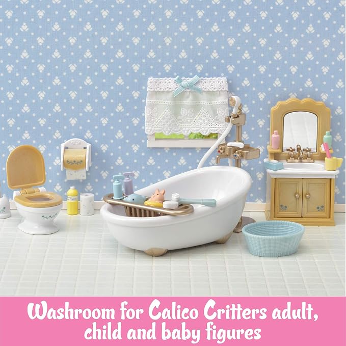 Calico Critters - Country Bathroom Set - Dollhouse Furniture Sets – Kids Pretend Play Toy, Miniature Dollhouse Furniture & Accessories, Ages 3+