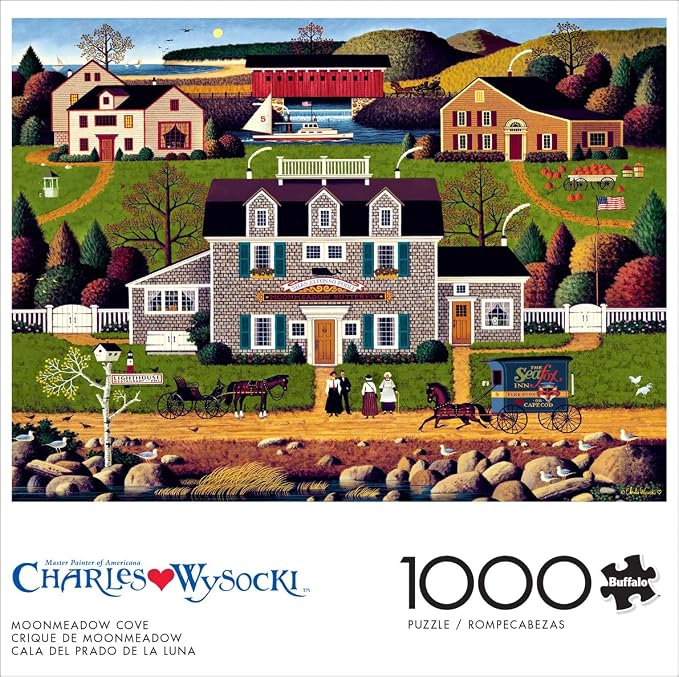 Buffalo Games Charles Wysocki Moonmeadow Cove 1000 Piece Jigsaw Puzzle - 26.75 x 19.75 in, Poster Included - Adult Jigsaw Puzzles - High-Resolution Artwork - Relaxing Family Time