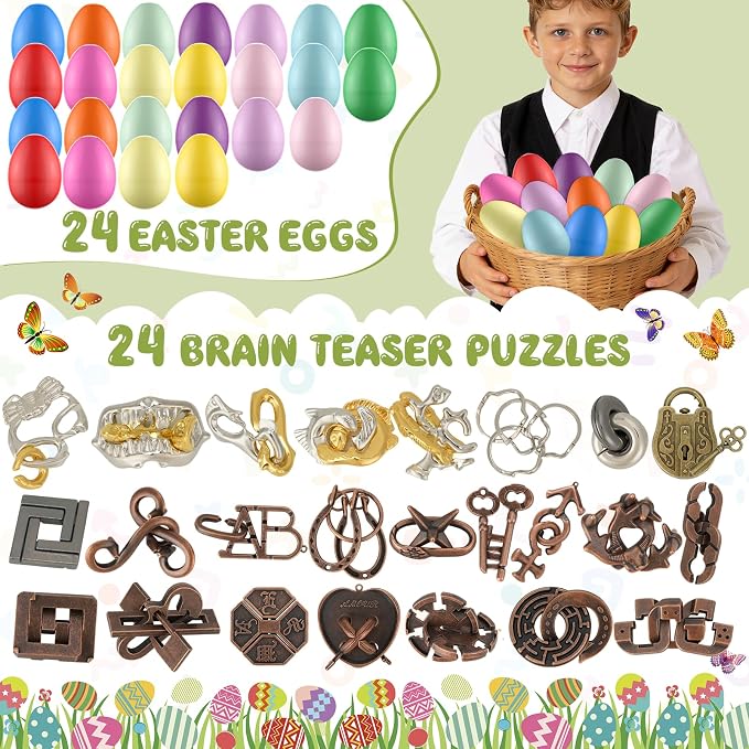 Mytothfy 24 Pcs Brain Teaser Puzzles for Adults Teens - Metal Puzzles 3D Puzzle Game Toys for Adults Teens - Unlock Interlocking Puzzle Adult IQ Education Smart Toys