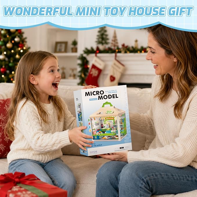 MINDNOOK DIY Miniature House Kit, LED Light-Up Dollhouse, Mini Dollhouse Building Set with Furniture, Craft Hobby Gift for Adults, Teens & Kids Ages 6+ (Convenience Store)