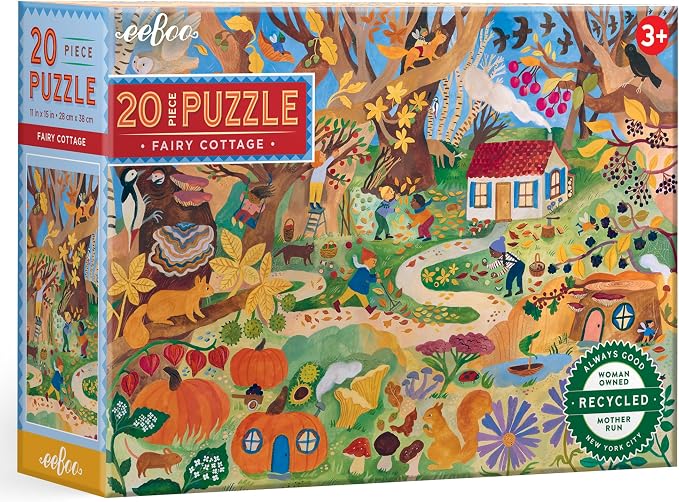 eeBoo 20 Piece Giant Floor Puzzle - Fairy Cottage Children's Puzzle Fantasy Nature Themed, Large Pieces for Small Hands to Develop Motor Skills