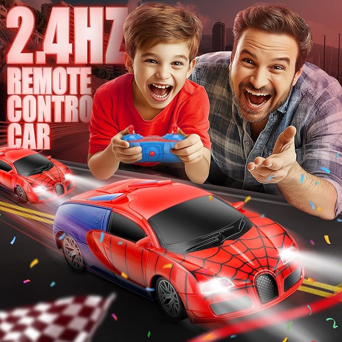 Aooess Remote Control Car Toy for Kids: Spider Rc Cars for Boys Age 4-7 Toy Cars for Boys Age 4-7 Racing Car Toys Spider Toys for Boy 4-6 Birthday Gift for 3 4 5 6 7 8 9 Year Old Boy Girls, Red