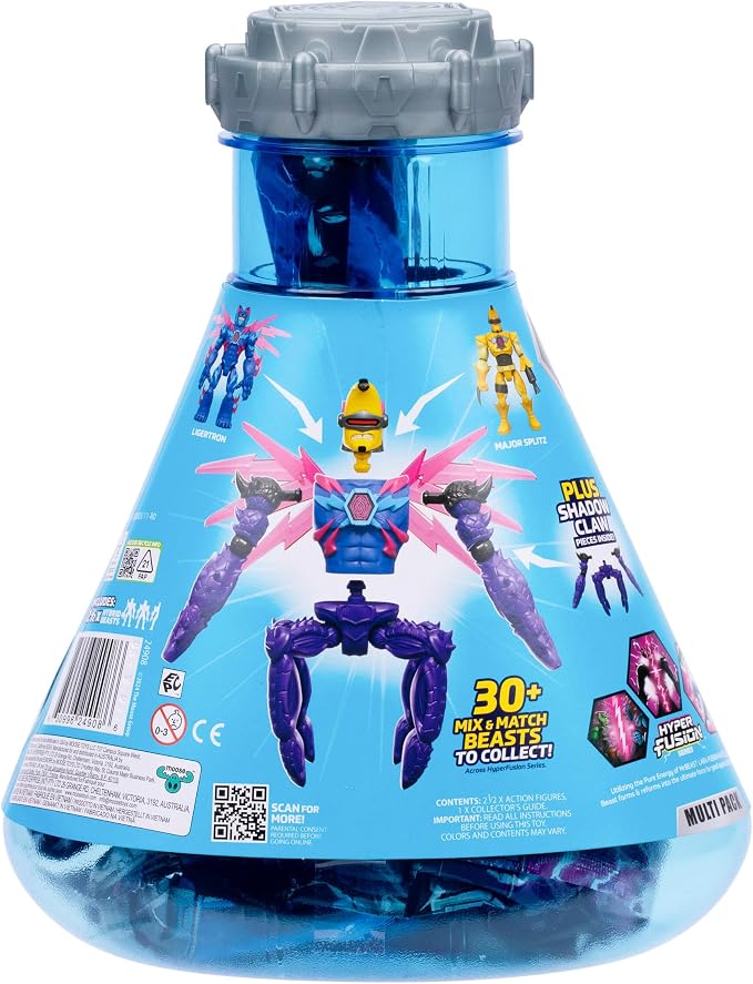 MrBeast Lab Hybrids Multi Pack, Reveal Different Hybrid Parts To Create 2 Mix & Match Action Figures, Plus Parts Of The Golden Panther Dragon, Fuse Millions Of Beast Combinations - Liger VS Banana-man