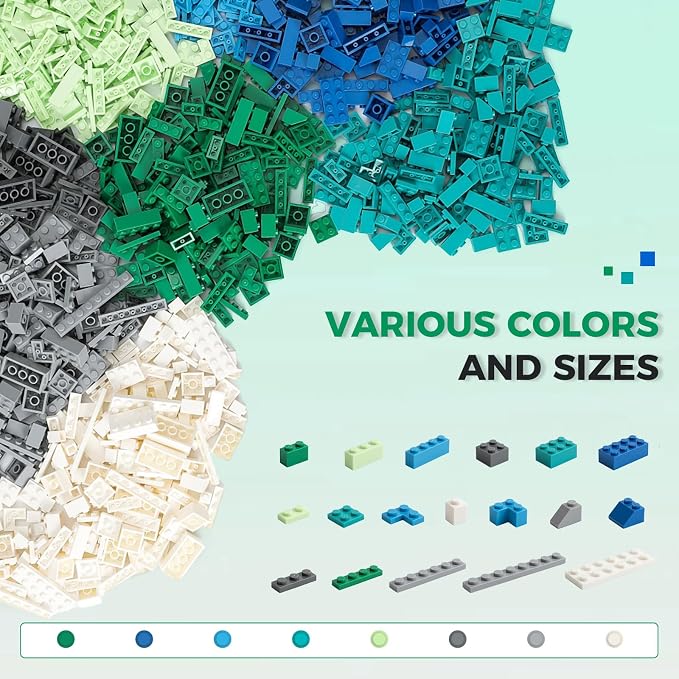 HUIZDQ 1500 Pieces Building Bricks, Classic Bulk Small Blocks, Classic Bricks Set Basic Building Blocks Compatible with All Major Brands(Natural Colors)