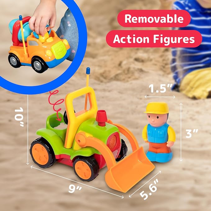PREXTEX 2 Pack Remote Control Cars for 3-5 Year Old Boys - Truck and Tractor Toddler Toys with Easy Controllers - Sound and Light Play Features - Fun Birthday Gift Toy for Kids