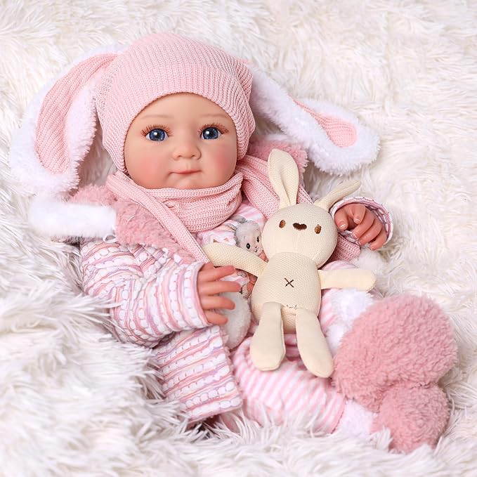 BABESIDE Reborn Baby Dolls - 17 Inch Soft Body Realistic Baby Doll Girl Lovely Awake Hand Painted Hair Girl Bebe Reborn de Silicona Real Life Baby Dolls with Gift Box for Kids Age 3+ Collectors