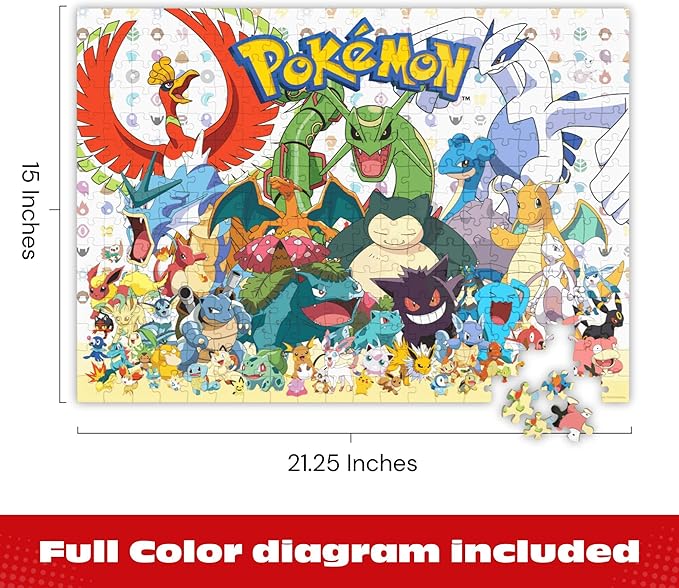 Buffalo Games Pokémon - Fan Favorites - 300 Piece Jigsaw Puzzle - 21.25 x 15 in - Precision-Cut Pieces & Fun Puzzles for Adults - Includes Bonus Full-Color Pokémon Poster