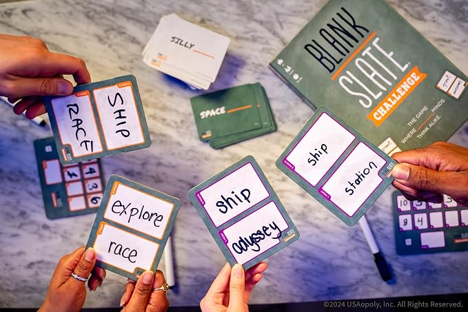 Blank Slate: Challenge, A Fresh Take on The Classic, Creative Word Matching Fun with 150 Word Prompts, Match Words to Score Points & Win, Great Travel Party Game Experience for 2 or 4 Players