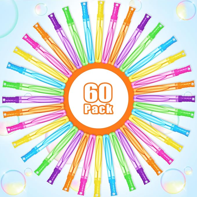 SpringFlower Bubble Wand, 60 Pcs Bubble Wands Bulk, Summer Toys Outdoor Activity Supply,Bubble Party Favors for Kids, Birthday, Wedding, Party