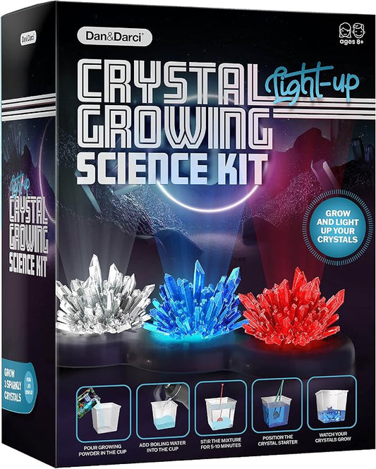 Light-up Crystal Growing Kit for Kids - Science Kits for Kids Age 8-12 - 6 7 8 9 10 Year Old Boy Birthday Gifts - Gifts for Girls - STEM Toys for 7 Year Old Boys, Experiment Crafts for Age 10-12 Years