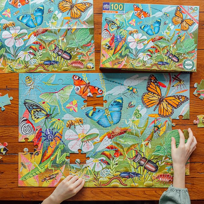 eeBoo 100 Piece Puzzle for Kids - Love of Bugs Children's Puzzle Insect Themed, Large Pieces for Small Hands to Develop Motor Skills