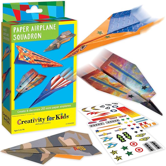 Creativity for Kids Paper Airplane Squadron - Create 20 Paper Airplanes | Fun Summer Crafts | Mini Craft Kit for Boys, Small Gift for Boys, Kids Activities (Ages 6+)