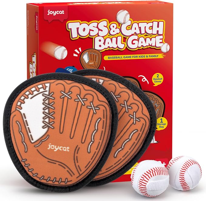 JoyCat Toss and Catch Ball Game, 2 Adult & 2 Kids Paddles Sticky Ball Set, Family Outdoor Catch Game for Beach, Backyard & Pool, Birthday Gifts for Boys Girls Ages 3+ (2 Paddles 2 Balls (Brown))