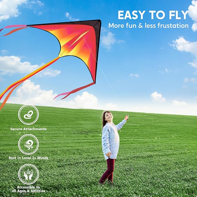 JOYIN 3 Packs Large Delta Kite Gradient Rainbow, Easy to Fly Huge for Kids and Adults, Large Delta Beach Kite for Outdoor Games and Activities