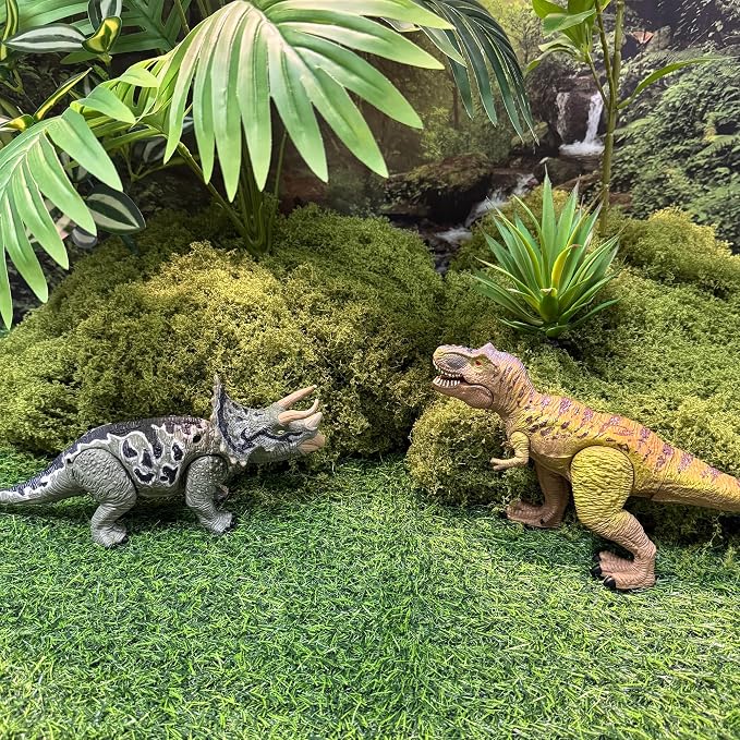 EKU Dinosaur Toys Wing Flapping Pterodactyl Toy Quetzalcoatlus, Chomp Action T Rex Tyrannosaurus, Head Moves Attack Triceratops Realistic Dino Action Figures for Kids 3-12 Jurassic World Toys