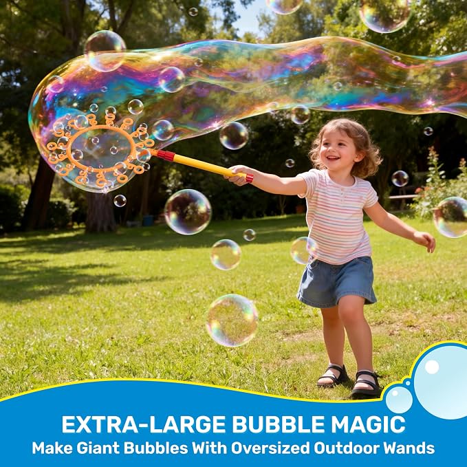 SYNCFUN Giant Bubble Wands Set Bulk with Bubble Solution for Kids Summer Outdoor Toy Game Activity Party Favors, 8 Pcs Giant Bubble Maker with Tray, 20.5" Large Wand Set for Boys Girls Kids