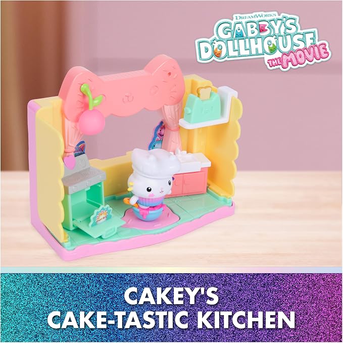 Gabby's Dollhouse: The Movie, Cakey's Sprinkle Cake-Tastic Kitchen, Toy Figure, & Dollhouse Accessories, Kids Toys for Girls & Boys Ages 3 and Up