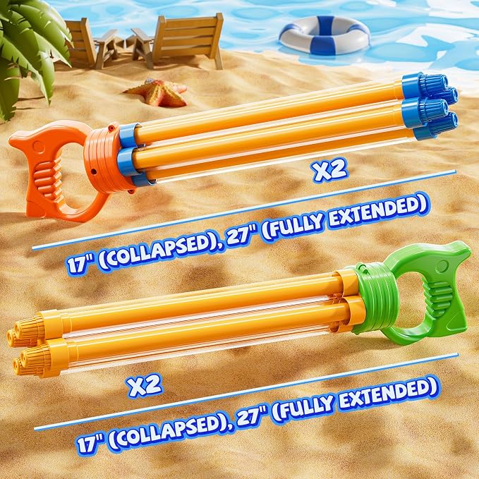 4 Pack Water Guns for Kids Adults, Summer Outdoor Water Toys Swimming Pool Game, Beach Water Game Fighting Play Pool Toys for Boys Girls Kids Ages 4-8, 8-12