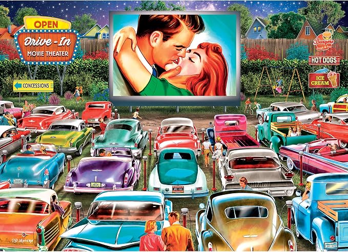 RoseArt - Back to The Past - Drive in Date Night - 1000 Piece Jigsaw Puzzle for Adults