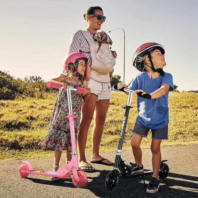 Scooter Toys for Kids Ages 6-12/3-5, Christmas Birthday Gifts for Girls Boys, Easy Folding Kids Scooter with 3 Levels Adjustable Handlebar