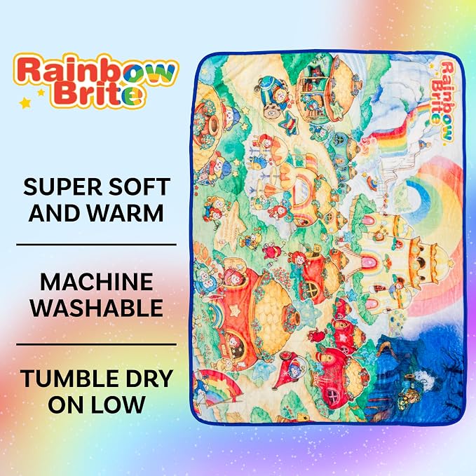 Silver Buffalo Rainbow Brite Rainbowland 45" x 60" Fleece Throw, Soft and Cozy Blanket, 250 GSM