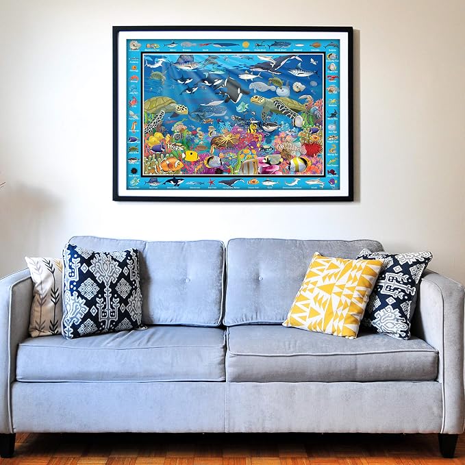 Think2Master Colorful Ocean Life 1000 Pieces Jigsaw Puzzle for Kids 13+, Teens, Adults & Families. Great Gift for stimulating Learning About Coral Reefs. Size: 26.8” X 18.9”
