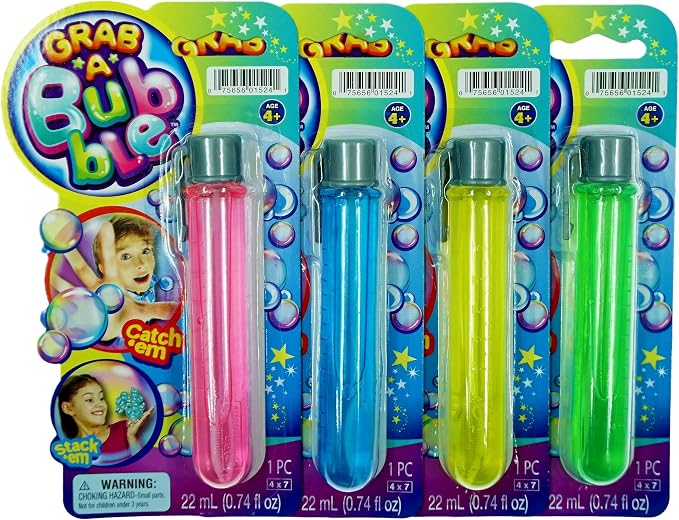 JA-RU Grab a Bubble-Touchable Mini Bubbles Wand Toy (8 Pack Assorted Colors) Outdoor Summer Toy Entertainment for Kids. Party Favor, Birthday Party Easter Basket Stuffers Bulk 1524-8p
