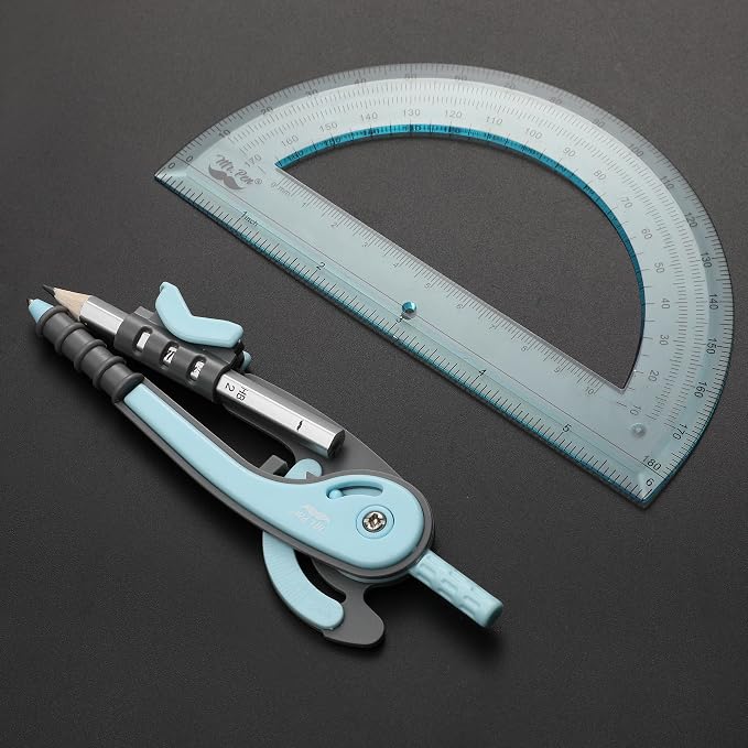 Mr. Pen- Geometry Compass and Protractor Set, 6 Inch Compass | 6 Inch Protractor, Drawing Tool for School, Clear Plastic, Easy Grip, Precision Design for Math, Art, Drafting, Architecture