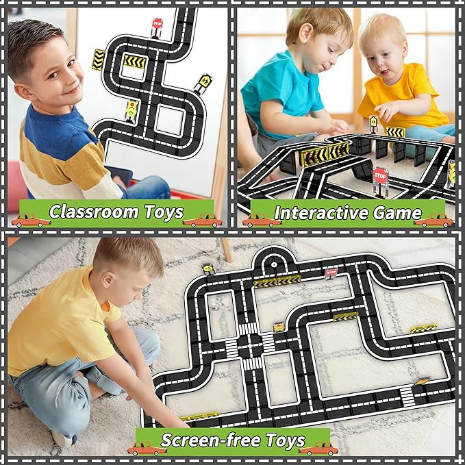 Goodtiles Magnetic Tiles Road Expansion Set, STEM Magnetic Building Blocks for Kids Ages 3-5 4-8 5-7, Preschool Learning Sensory Kids Toys for Toddler Birthday