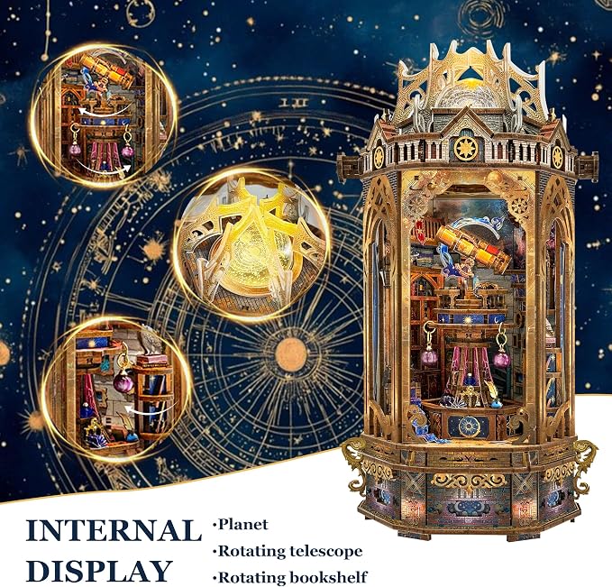 3D Wooden Puzzles for Adults Mechanical Rotation Model Kit DIY Stress-Relief Toy Building Kits for Teens, DIY Crafts/Hobbies/Gifts for Men/Woman - The Lantern of Gaiaxy