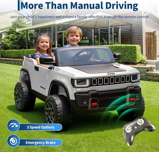 Garvee 24v Licensed Kids Ride on Car, 2 Seater Electric Truck for Big Kids with Parent Remote Control, 3 Speeds, Bluetooth Music, LED Lights for Ages 3-8