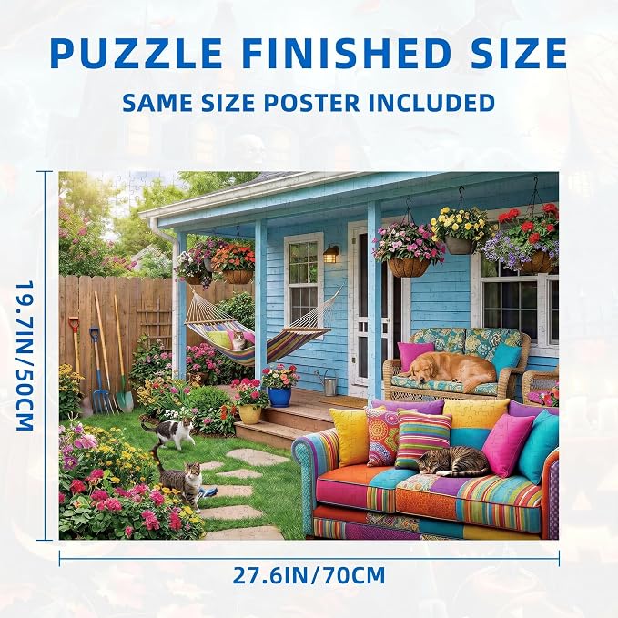 Nattork Jigsaw Puzzles 1000 Pieces for Adults, Families (Garden Cottage) Pieces Fit Together Perfectly