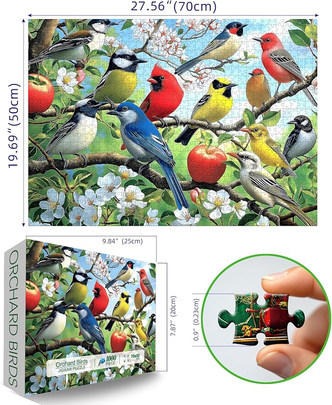Flowers Birds 1000 Piece Puzzle for Adults Unique Puzzles for Adults 1000 Pieces Hummingbird Jigsaw Puzzles 1000 Pieces Family Challenging Puzzle (27.5"x19.6")