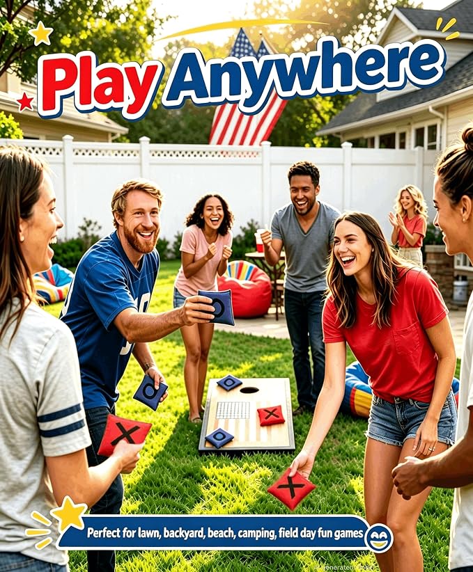 Bean Bags for Tic Tac Toe and Cornhole Toss Games, Kanosan Bean Bags for Kids Adults and Family Outdoor Yard Lawn Outside Field Day Birthday Party Backyard Reunion Carnival Beach Fun Games 10PCS