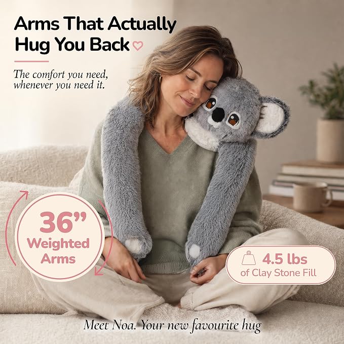 Huggle Healers Weighted Stuffed Animals for Adults, Teens and Kids - 36 Inch Long Plush Arms Grey Stuffed Animal for Hugs - 4.5lb Koala Plushies - Noa Koala
