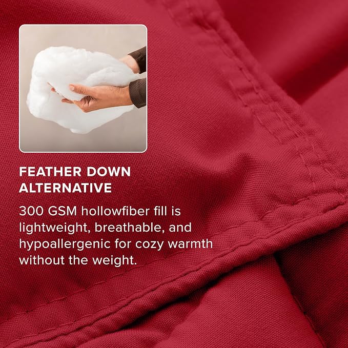 Bare Home Bed-in-A-Bag 7 Piece Comforter & Sheet Set - King - Goose Down Alternative - Ultra-Soft 1800 Premium - Bed Set (King, Red/Red)