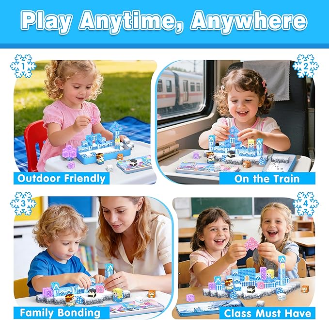Goodtiles Mini Magnetic Blocks Travel Toys for Kids Ages 3-8 Boys Girls | Ice castle. PP plastic, 40PCS, for gift