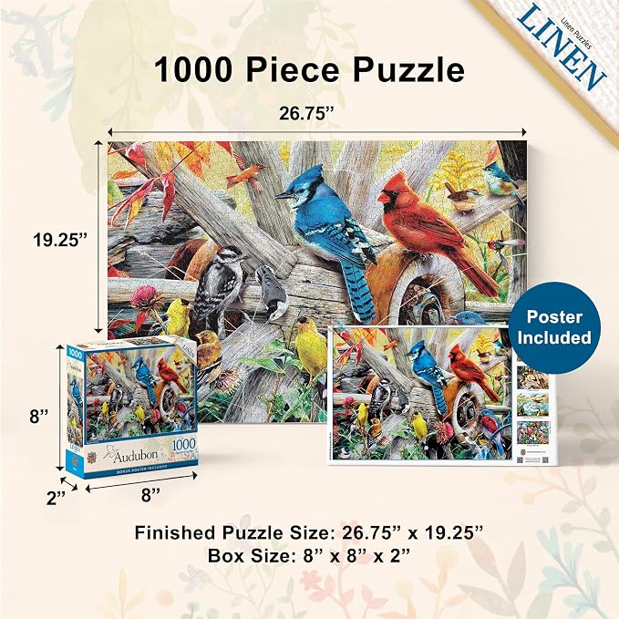 MasterPieces 1000 Piece Jigsaw Puzzle for Adults, Family, Or Youth - Backyard Birds - 19.25"x26.75"