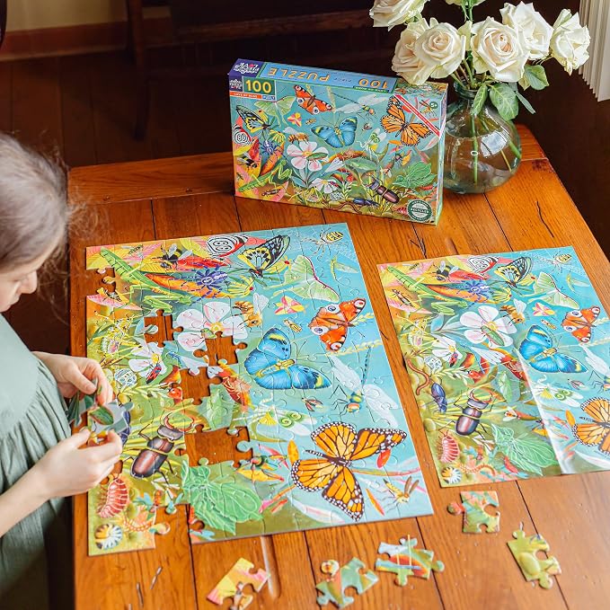 eeBoo 100 Piece Puzzle for Kids - Love of Bugs Children's Puzzle Insect Themed, Large Pieces for Small Hands to Develop Motor Skills