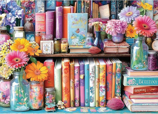 Vibrant Book Nook 1000 Piece Puzzle for Adults, Fun Puzzles for Adults 1000 Pieces with HD Print & Poster, 27.5 * 19.7 in Dust Free, for Gifts Halloween Christmas Family Games Lovers