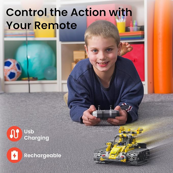 Mibido STEM Robot Building Kit Gift for Boys Ages 8-12 with Remote Control, Technic Coding Robotic Toy for Kids’ Birthday, Buildable 5-in-1 Models with 488 Pieces