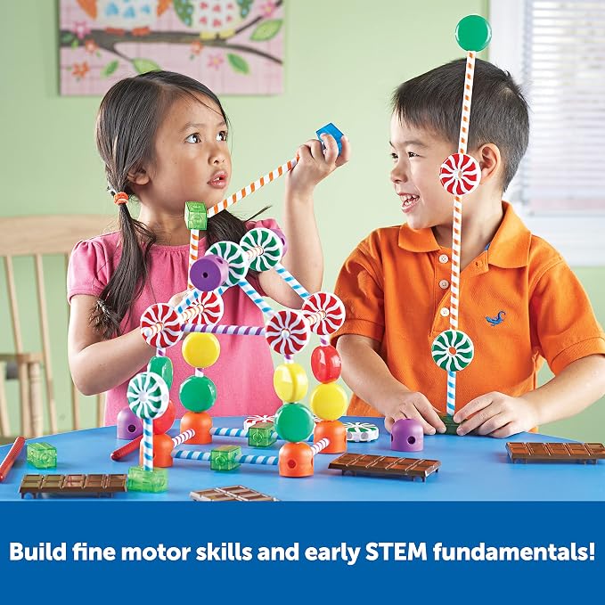 Learning Resources Candy Construction Building Set - Creative Building Toys for Kids, Toddler STEM Toys, Kids STEM Activities, Construction Sets, Preschool Engineering Toy