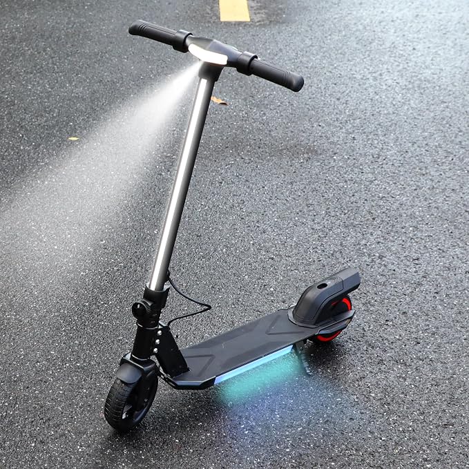 Foldable Electric Scooter for Kids, with Bright Front LED Lights,Shining Pedal, LED Display, Dual Brakes 200W Motor Kids Electric Scooter, UL2272 Certified