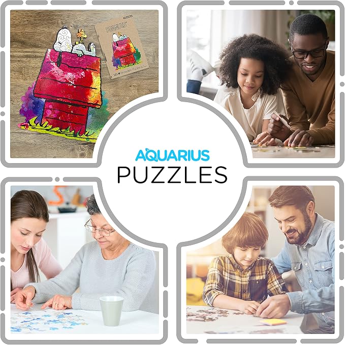 Peanuts Snoopy 131 Piece Wooden Jigsaw Puzzle with 6 Unique Shaped Pieces – Snoopy & Woodstock on Doghouse | Premium Wood Puzzle for Adults, Kids & Families | Officially Licensed Peanuts Merchandise