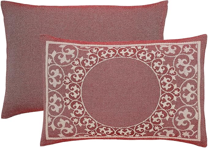 Superior Cotton Blend Bedspread Set, Includes 1 Tailored Bedspread and 2 Matching Pillow Shams, Lightweight Blanket, Bedding Decor, Jacquard Vintage Floral Mandala, Lyron Collection, Full, Berry Red