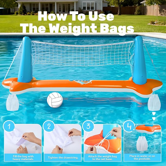 JOYIN Pool Toys Games Set-Inflatable Pool Float Set Volleyball Net & Basketball Hoops, 2 in1 Floating Swimming Game Toy, Volleyball Swimming Pool Game for Kids and Adults, Backyard Beach Summer Toys