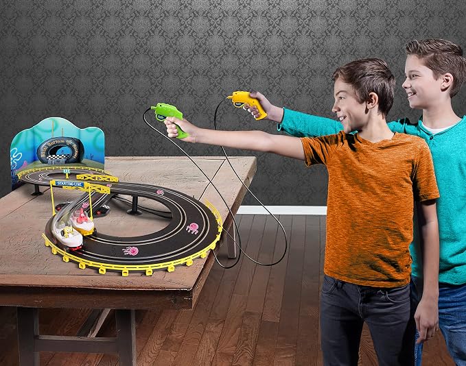 NKOK Spongebob Hot Rod Boat Slot Car Race Set 2531, Contains 8 Feet of Track, Dual Players, Great Item for Kids to Play with, Features a Lap Counter, Ages 6 and up